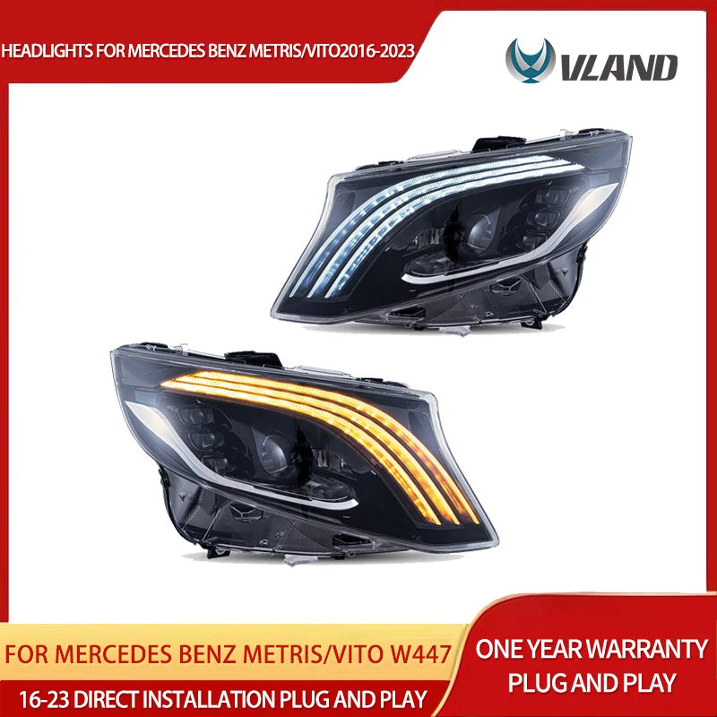 Mercedes Metris LED Matrix Headlights with Blue DRL Headlight Assembly Vland