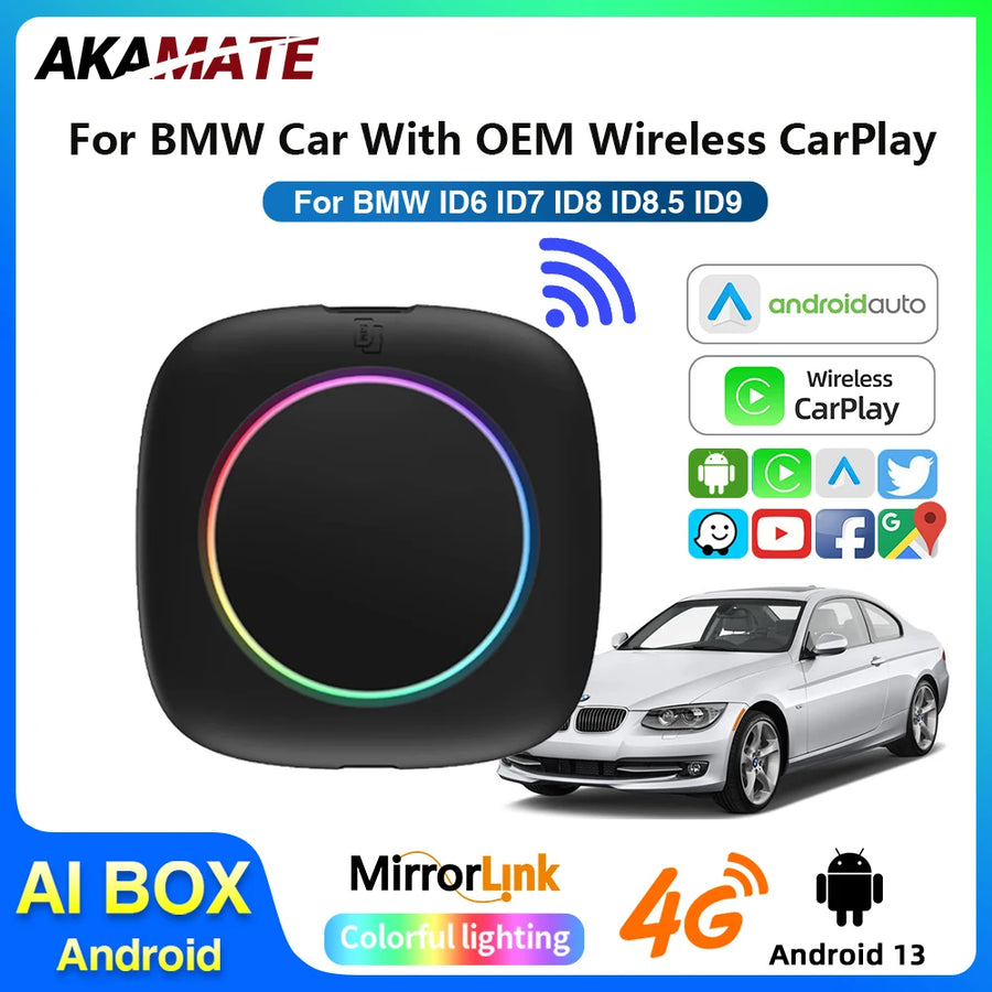 Wireless CarPlay AI Box Android 13 for BMW ID6-ID9 CarPlay Adapter AKAMATE