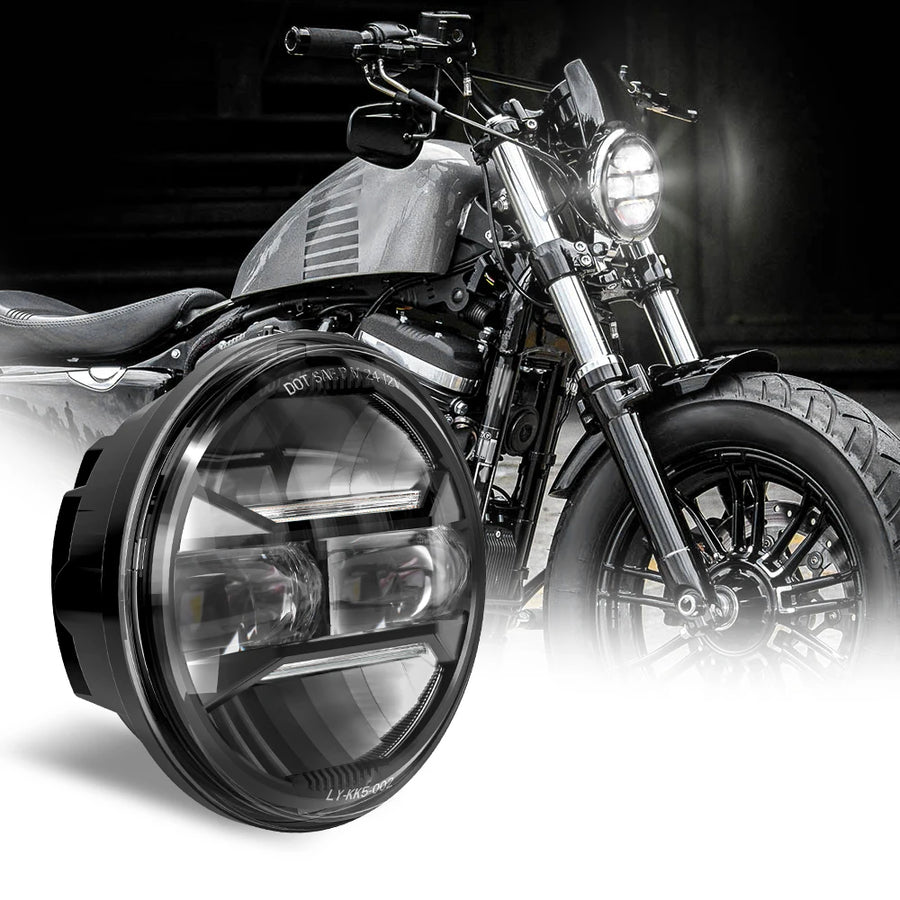 Motorcycle Round 5.75Inch LED Headlight For Harley Honda Shadow VT 600 700 750 1100 VTX 1300 White Drl Hi/Low 5-3/4 Headlamp