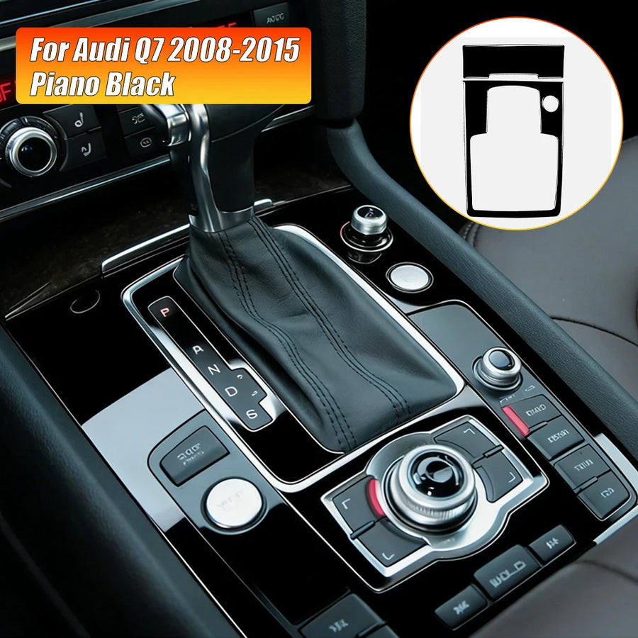 Piano Black Center Console Shift Case Frame Cover Trim For Audi Q7 2008-2015 Accessories Sticker Car Interior Accessory OEM