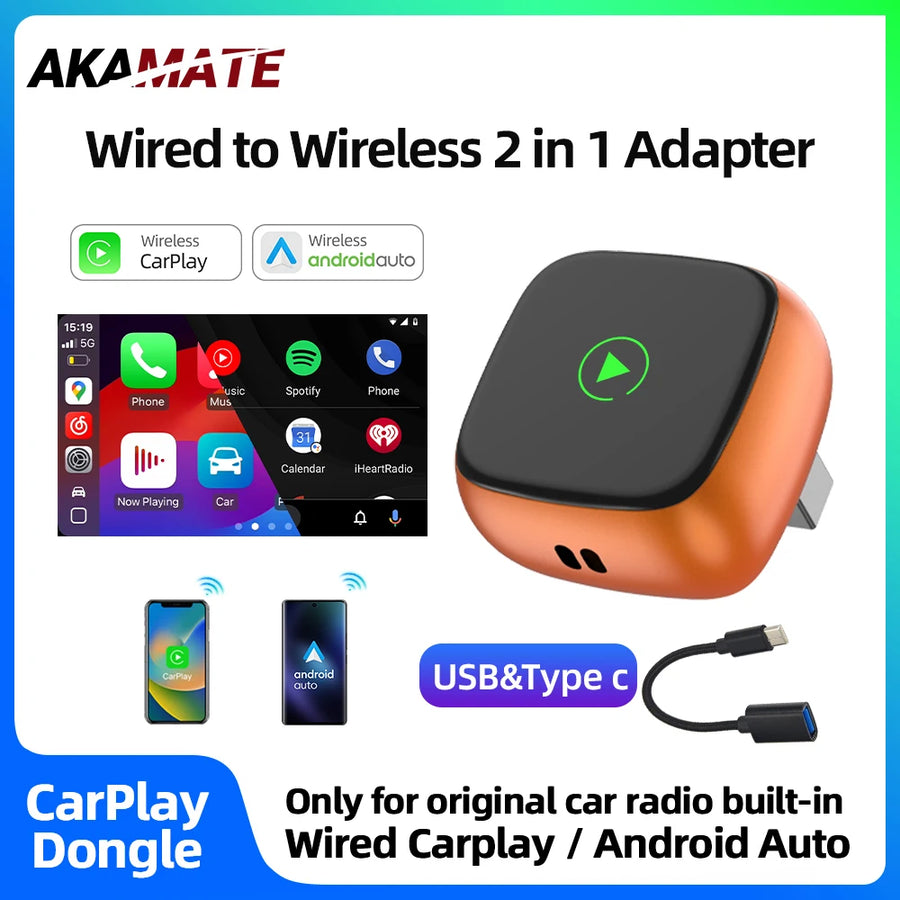 Wireless CarPlay Android Auto Adapter for iPhone CarPlay Adapter AKAMATE