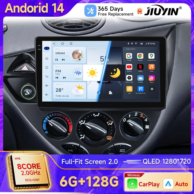 9-Inch Android Multimedia Player for Ford Fiesta and Focus Mk1 Android Head Unit JIUYIN