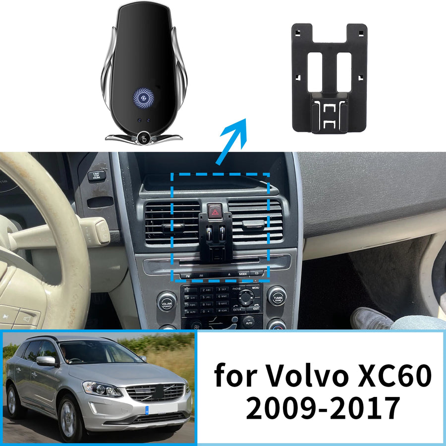 Smart Wireless Charging Phone Holder for Volvo XC60 2009–2017 Car Phone Holder CATUSIKI