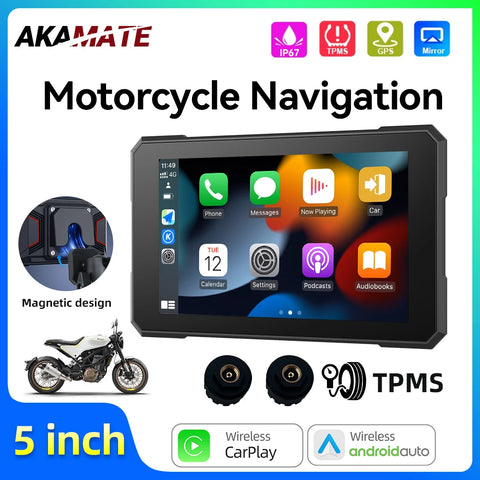 5Inch Wireless CarPlay GPS Navigator for Motorcycles CarPlay Adapter AKAMATE