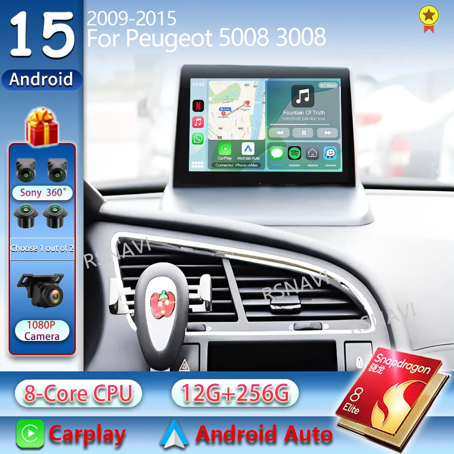 Android 15 Multimedia Radio with DSP for Peugeot 5008 3008 Android Head Unit RSNAVI