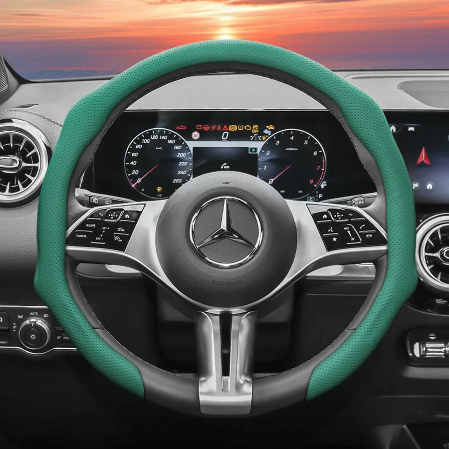 Mercedes Perforated Leather Steering Wheel Cover Car Interior Accessory Hocasen