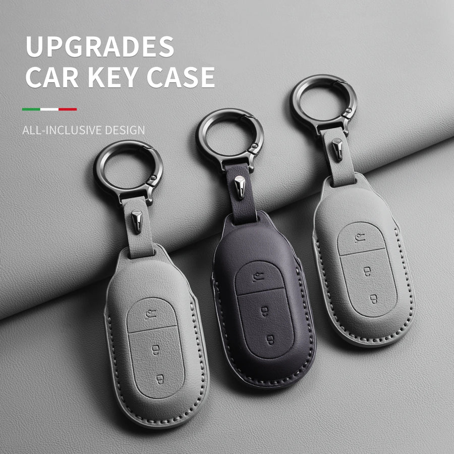 Leather Car Key Case Cover LEAPMOTOR B10 C01 C11 Original Color Remote Key Bag Shell Keychain Accessories Car Key Case Cover