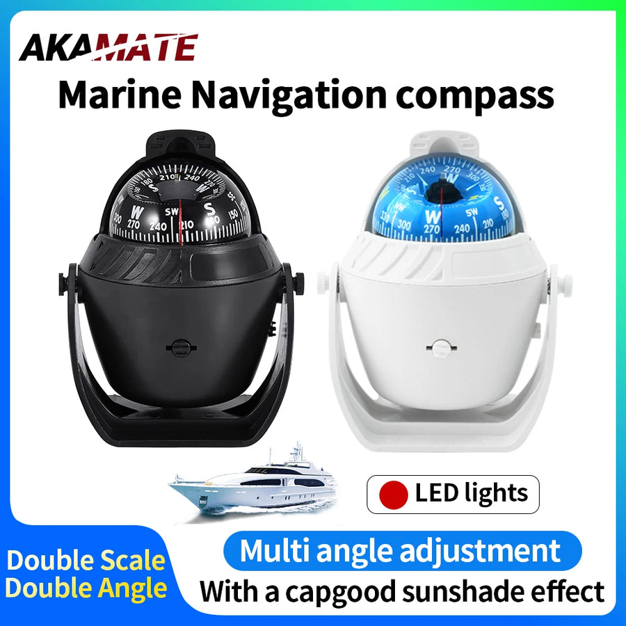 Spherical LED Marine Compass for Boat RV Universal Car Interior Accessory OEM
