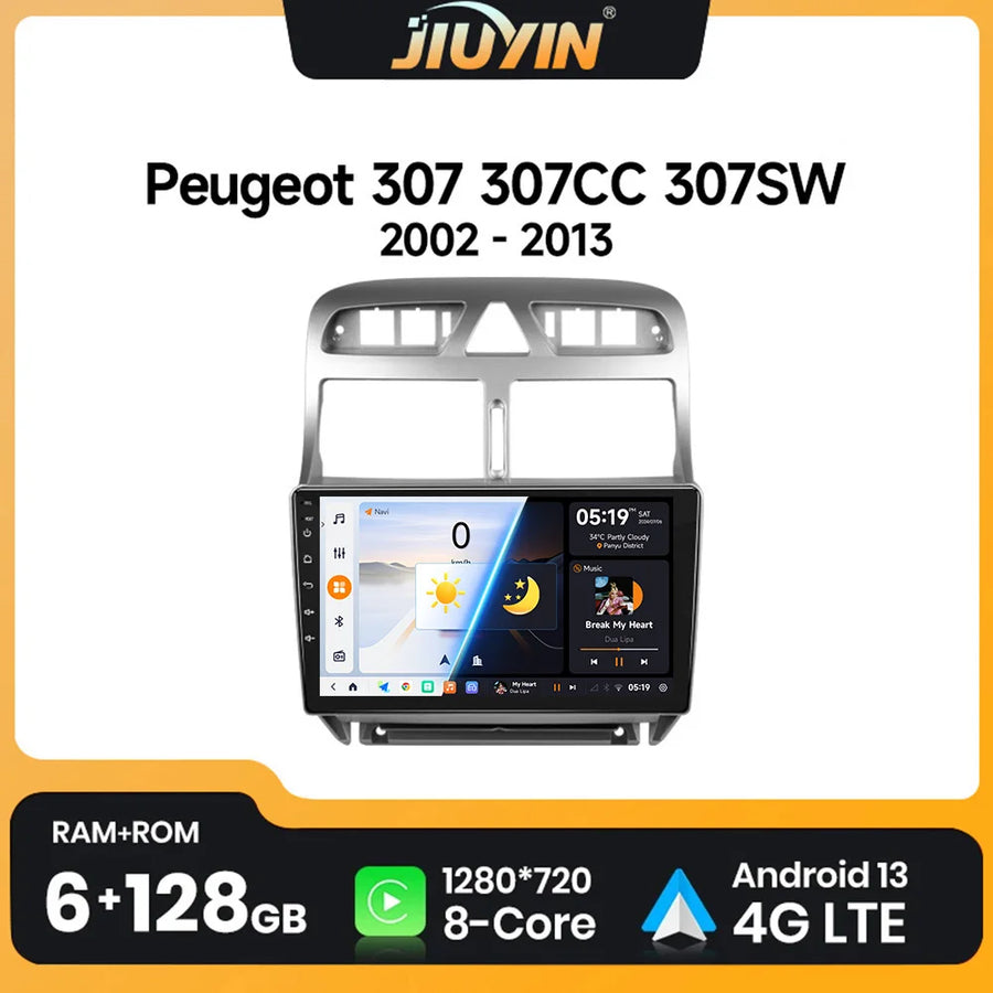 9-inch Android 13 Car Radio for Peugeot 307 2003–2012 Android Head Unit JIUYIN