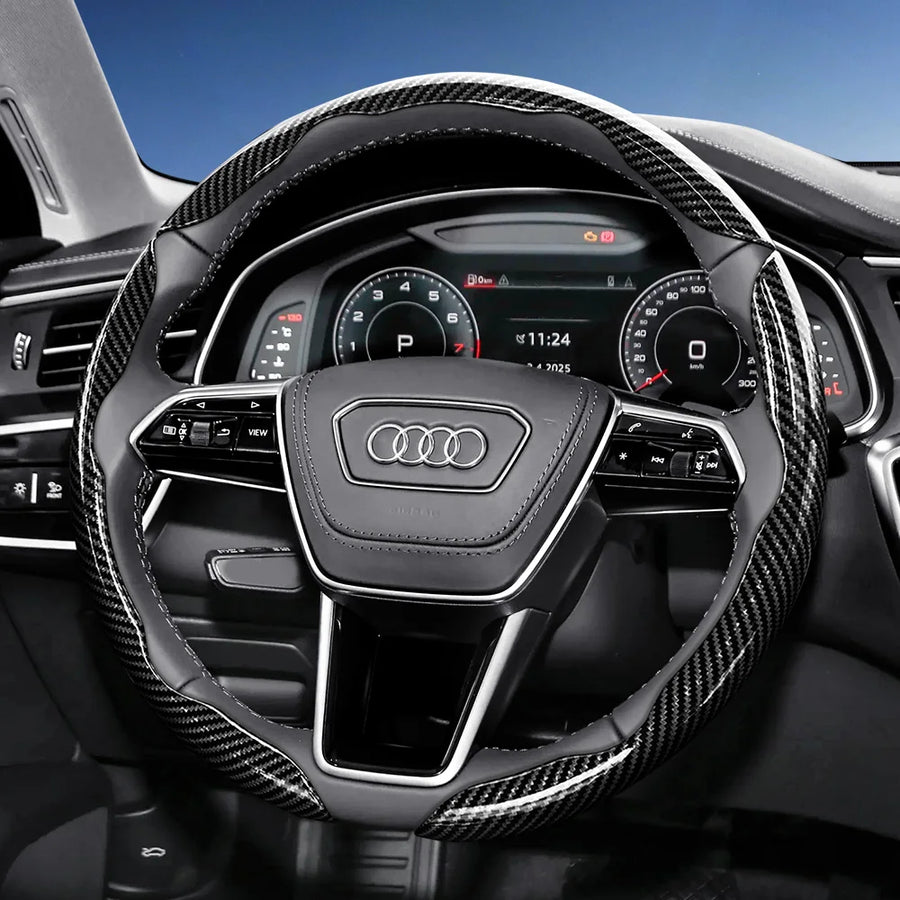 Carbon Fiber Steering Wheel Cover for Audi A4 A6 Q5 Car Interior Accessory Hocasen