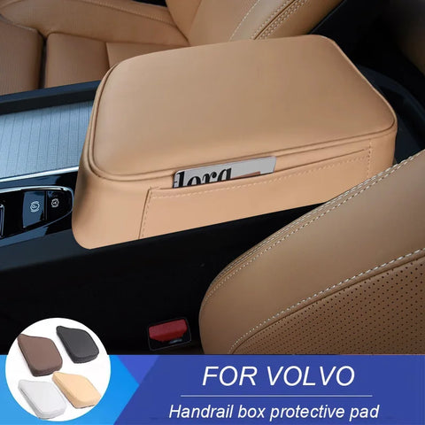 Leather Armrest Pad Heightener for Volvo XC60 S90 Car Interior Accessory LINGLUYANG