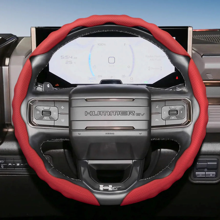 GMC Wave-Shaped Segmented Leather Steering Cover Car Interior Accessory Hocasen