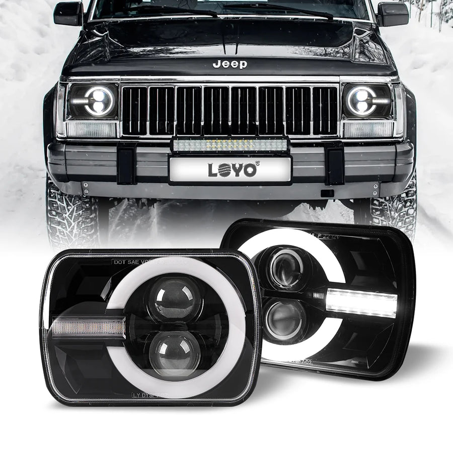 Latest Style 2pcs 7X6 5X7 Led Headlights For Jeep Wrangler YJ Cherokee XJ H6014 H6052 H6054 H4 Headlamp Car Accessories Led L