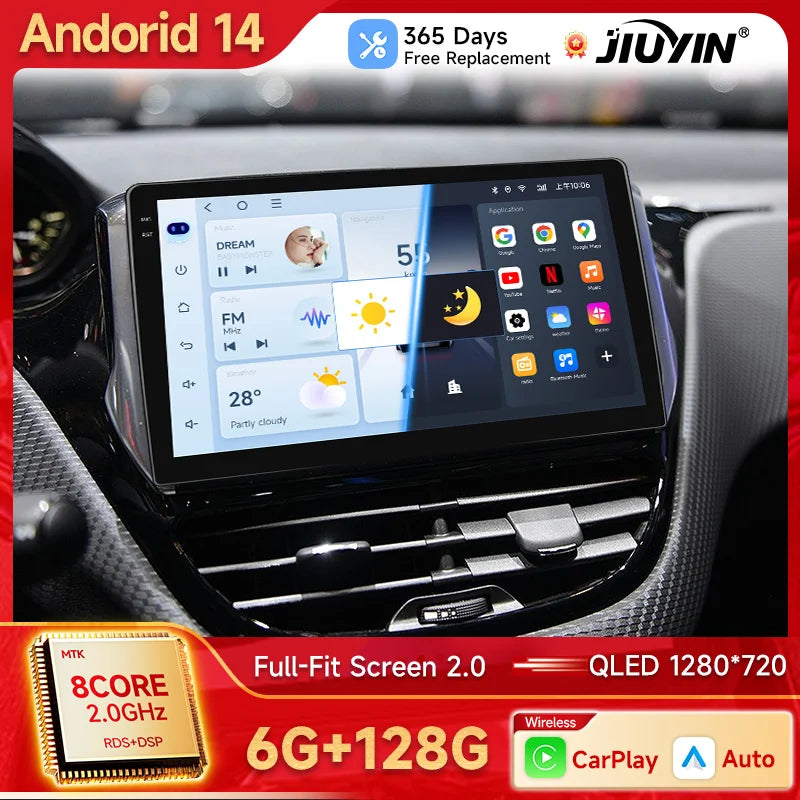 10-Inch Android 13 Head Unit for Peugeot 208 and 2008 2012-2018 Android Head Unit JIUYIN