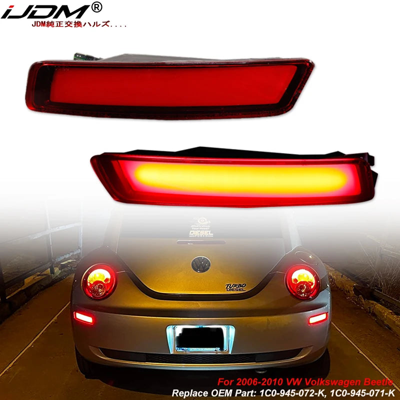 LED Rear Bumper Reflector Red Light for Volkswagen Beetle 2006-2010 Car Interior Accessory iJDM