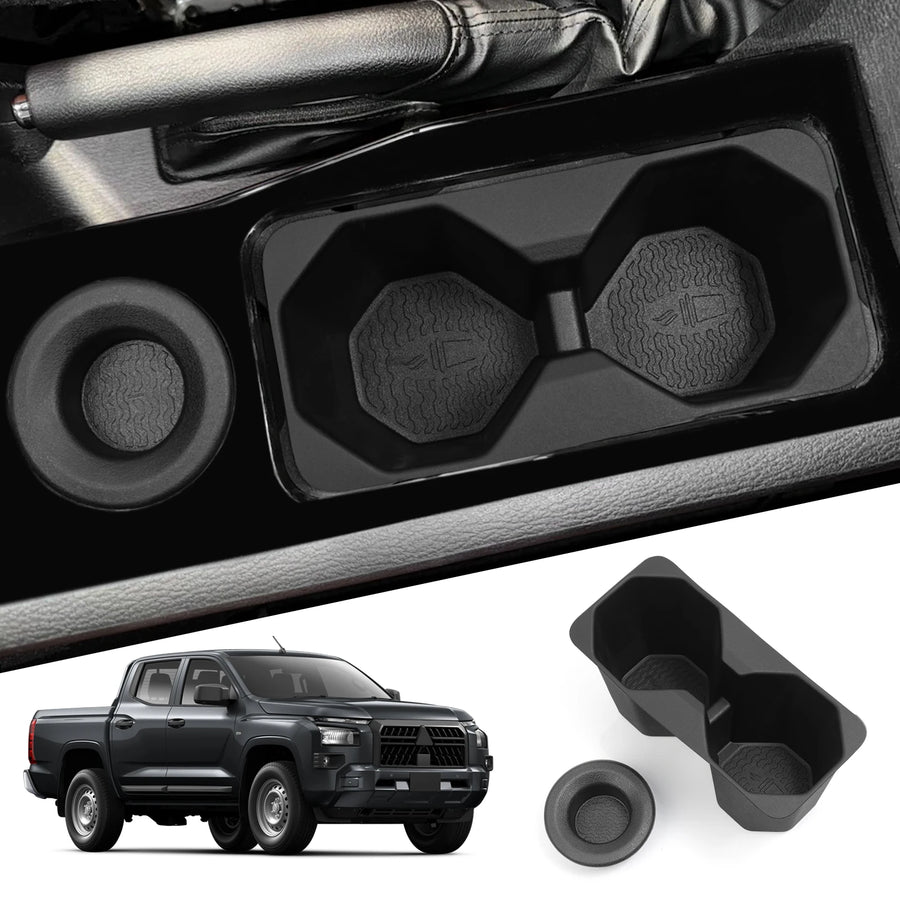 Mitsubishi Triton 2024 2025 Cup Holder Storage Tray Shock-Absorbing TPE Tidying Car Accessories Black Car Interior Accessory