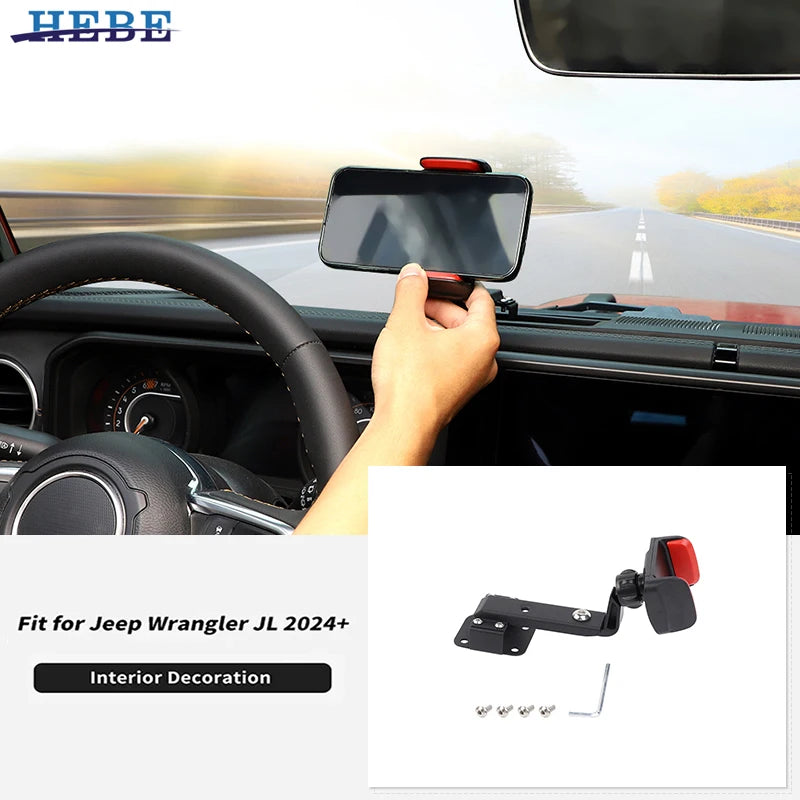 Center Console Phone Holder for Jeep Wrangler JL 2024 Car Interior Accessory HEBE