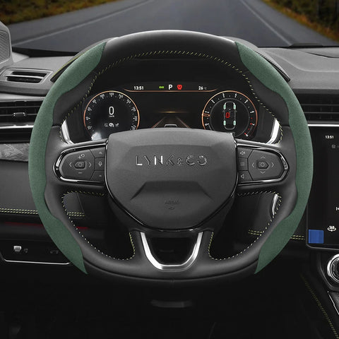 Segmented Suede Wheel Cover for Lynk & Co Model 01 Car Interior Accessory Hocasen