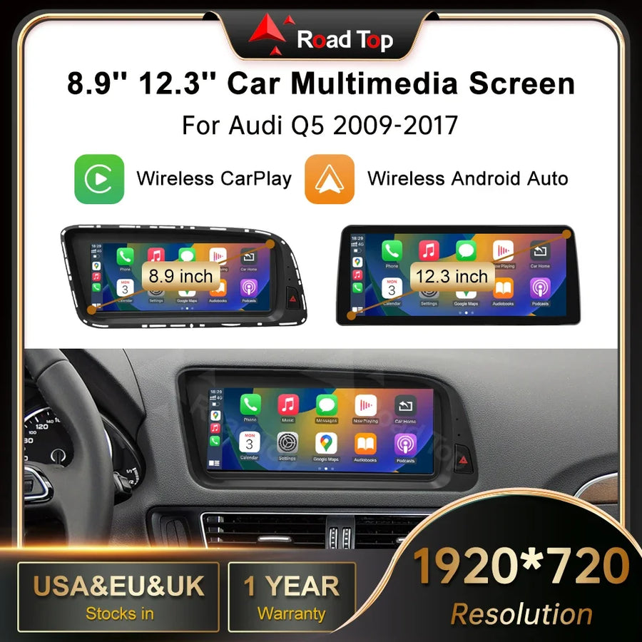 12.3 Inch Wireless CarPlay Android Auto Screen for Audi Q5 Android Head Unit wincago