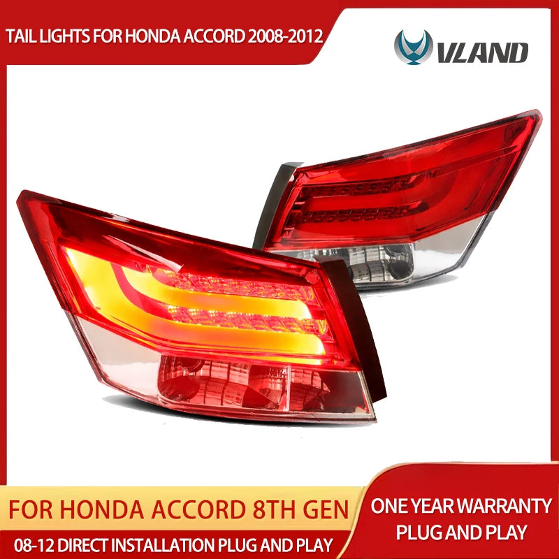 LED Tail Lights Amber Signal for Honda Accord 08-12 LED Ambient Light Vland