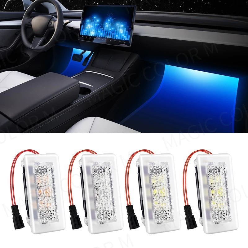6-LED Ambient Foot-Well Lights for Tesla Model 3 Y S X LED Ambient Light MAGIC COLORM