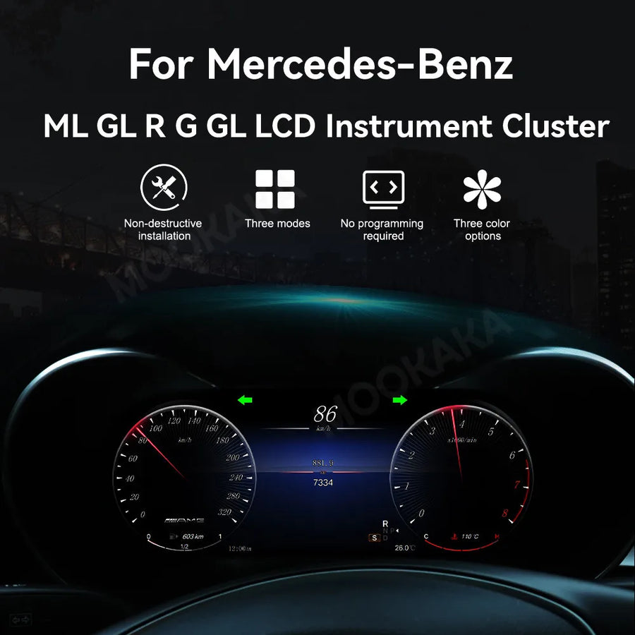 Digital LCD Dashboard Cluster for Mercedes Benz R Class 2006-2017 Android Head Unit Aotsr Digital Dashboard Eight Core