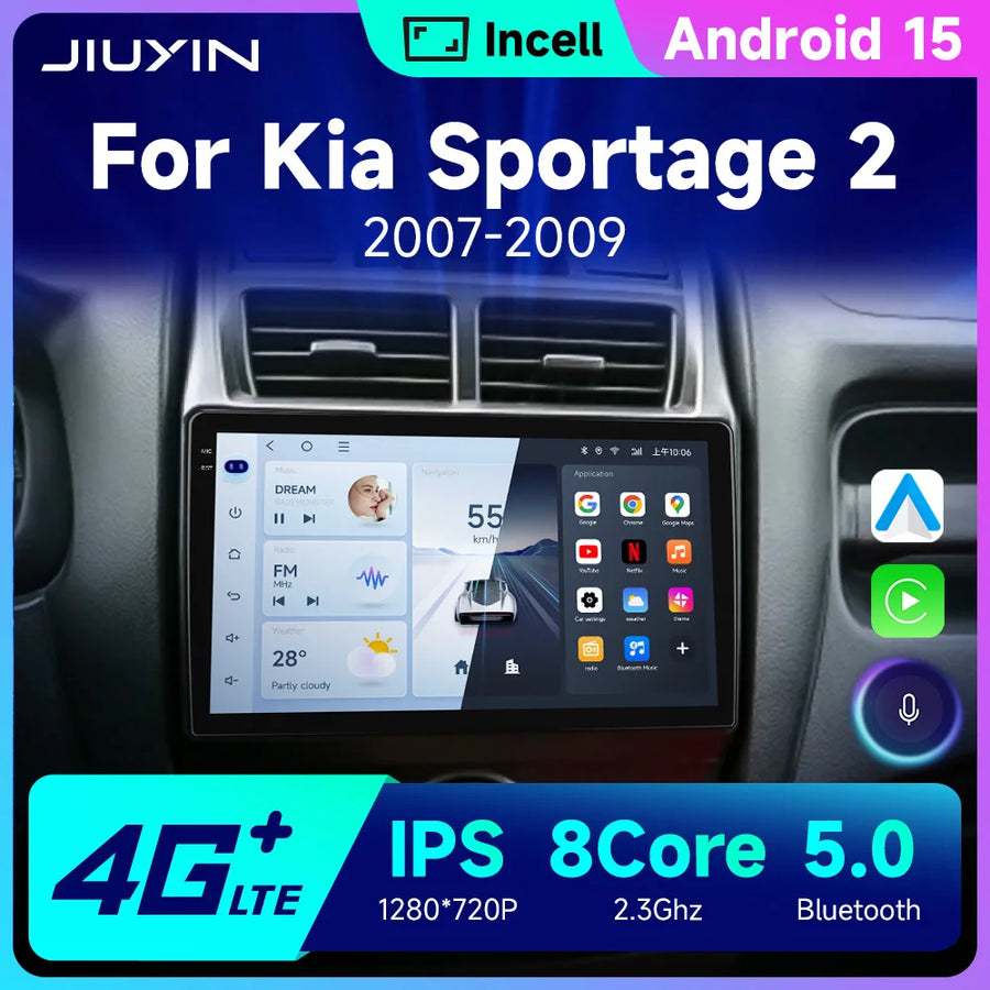 9-Inch Android 15 Car Stereo Multimedia Player for Kia Sportage Android Head Unit JIUYIN