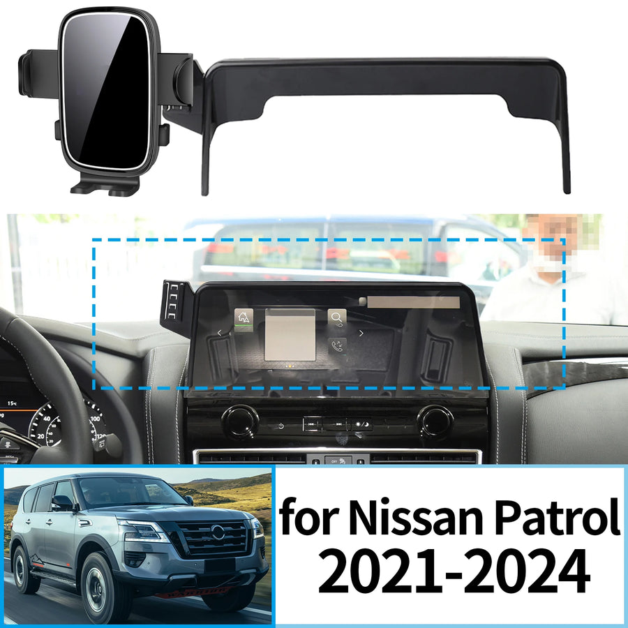 Stable Clip-On Phone Holder for Nissan Patrol Y62 2021–2024 Car Phone Holder CATUSIKI