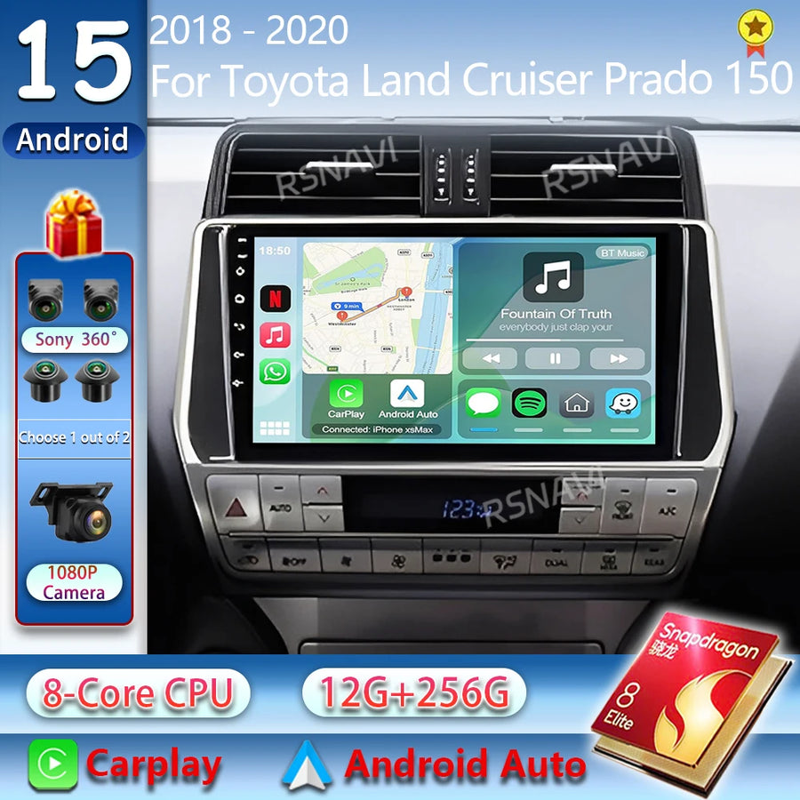 2K Android 15 Multimedia Head Unit for Toyota Prado 2018-2020 Android Head Unit RSNAVI