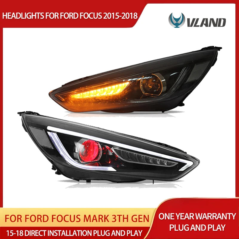 Dual Beam Headlights for Ford Focus 15-18 Headlight Assembly Vland