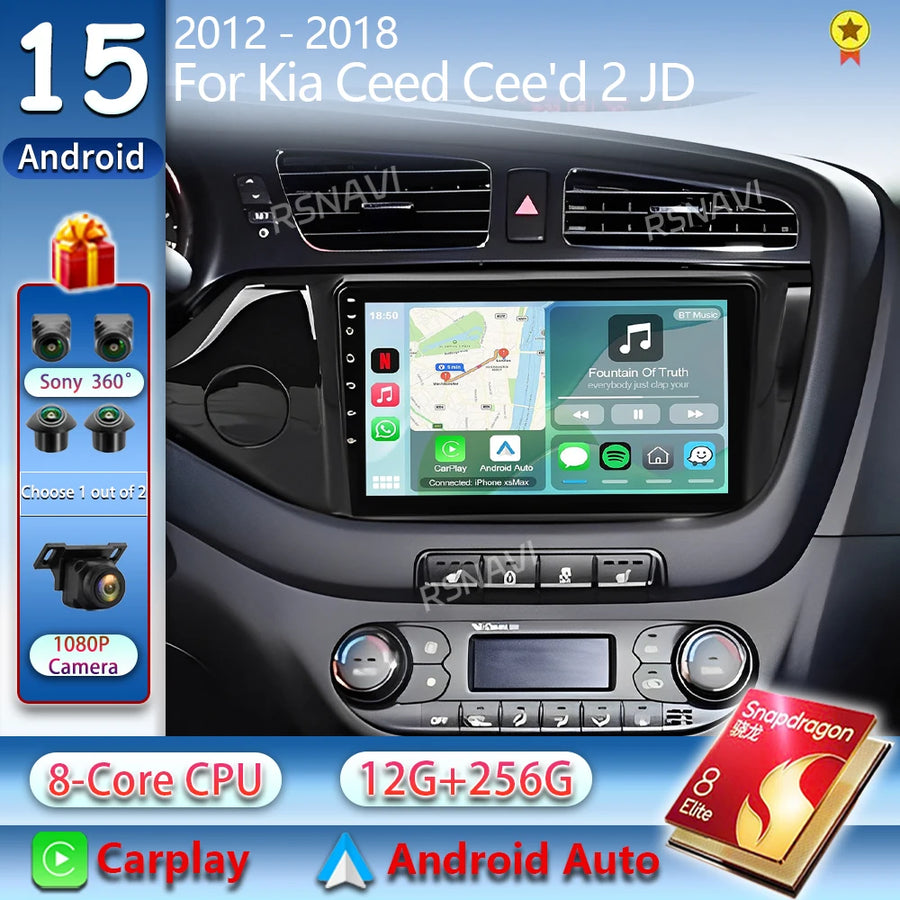 2K QLED Android 15 Multimedia Head Unit for Kia Cee'd 2012–2018 Android Head Unit RSNAVI
