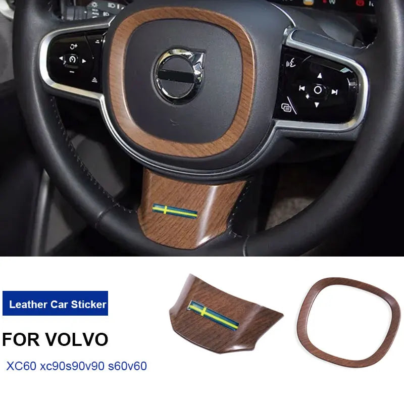 ABS Wood Grain Steering Ring for Volvo V60 2020-2024 Car Interior Accessory LINGLUYANG
