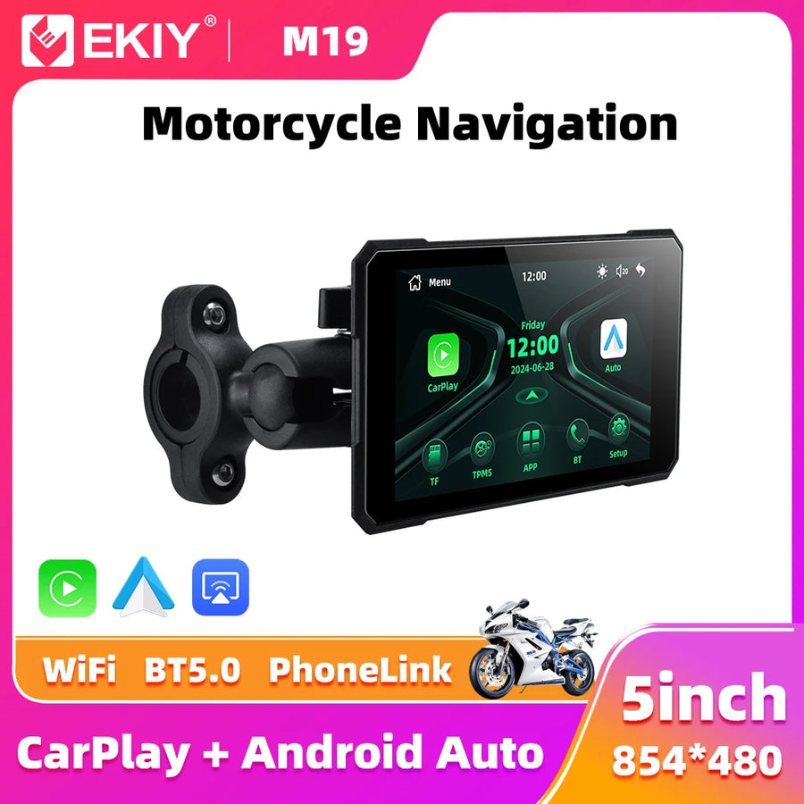 Wireless CarPlay GPS Display for Universal Motorcycle Android Head Unit EKIY