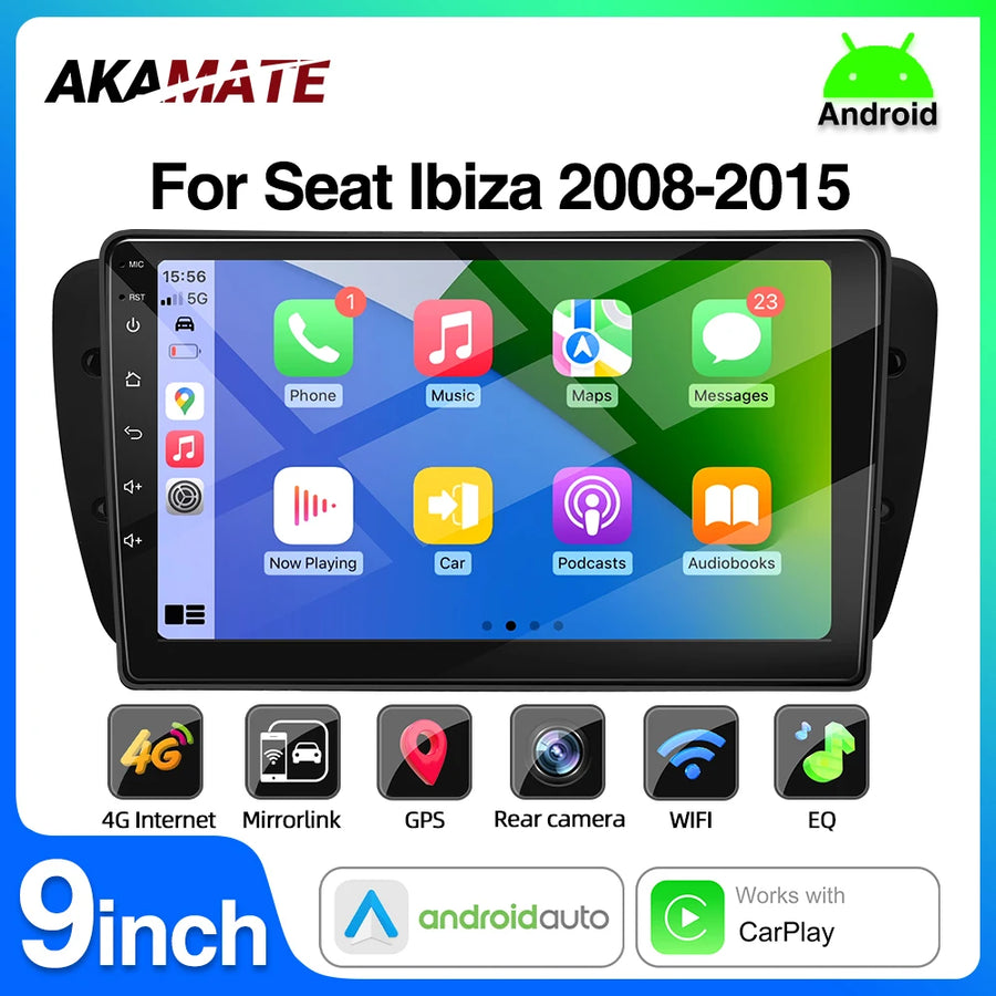 9 Inch Android 12 Head Unit GPS for Seat Ibiza 2008-2015 Android Head Unit AKAMATE