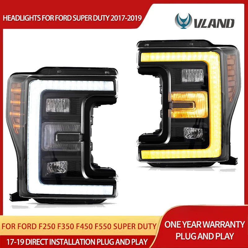 LED Headlights Sequential DRL for Ford Super Duty 17-19 Car Interior Accessory Vland