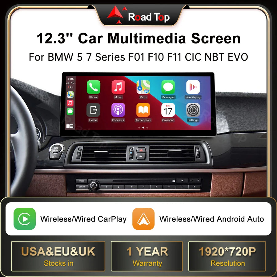 12.3-Inch Wireless CarPlay Multimedia Screen for BMW 5 7 Series Android Head Unit wincago