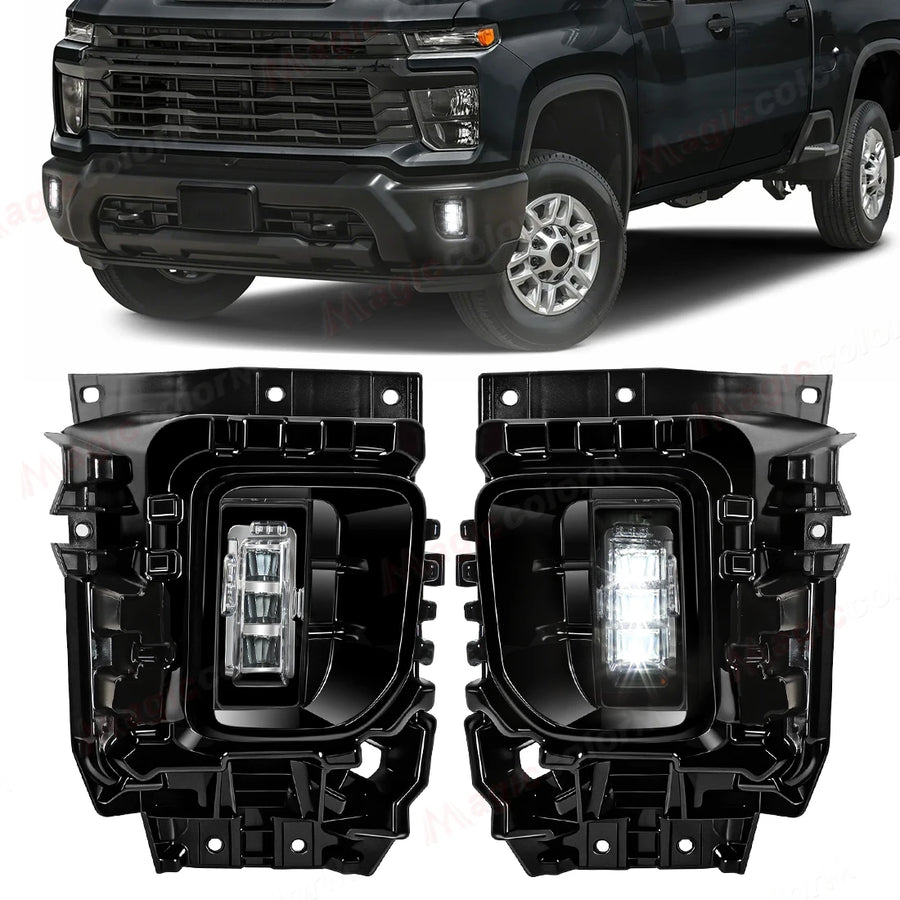 LED Fog Lights for Chevy Silverado 2500HD 3500HD 24-25 Car Interior Accessory MAGIC COLORM
