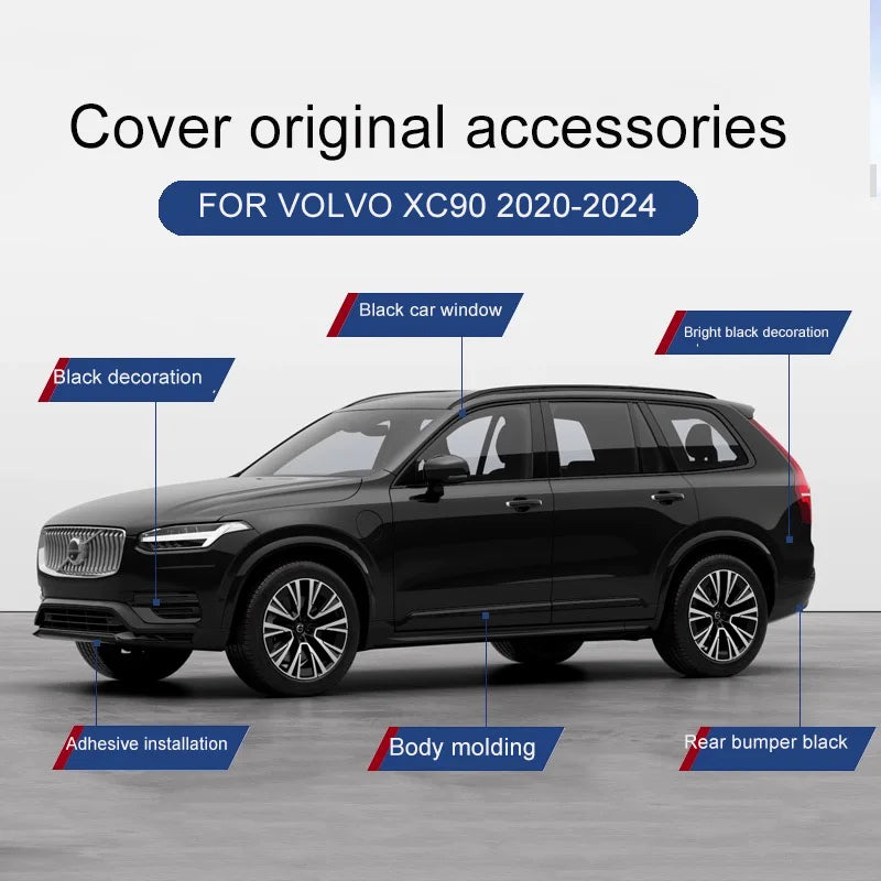 Window Frame Bright Black Trim for Volvo XC90 V60 Car Interior Accessory LINGLUYANG