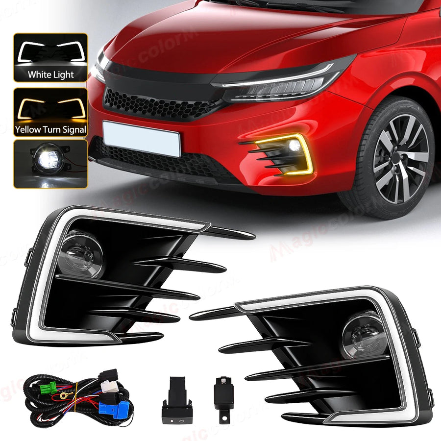 LED DRL Fog Light Set for Honda City 2020-2022 Car Interior Accessory OEM DRL Fog Set