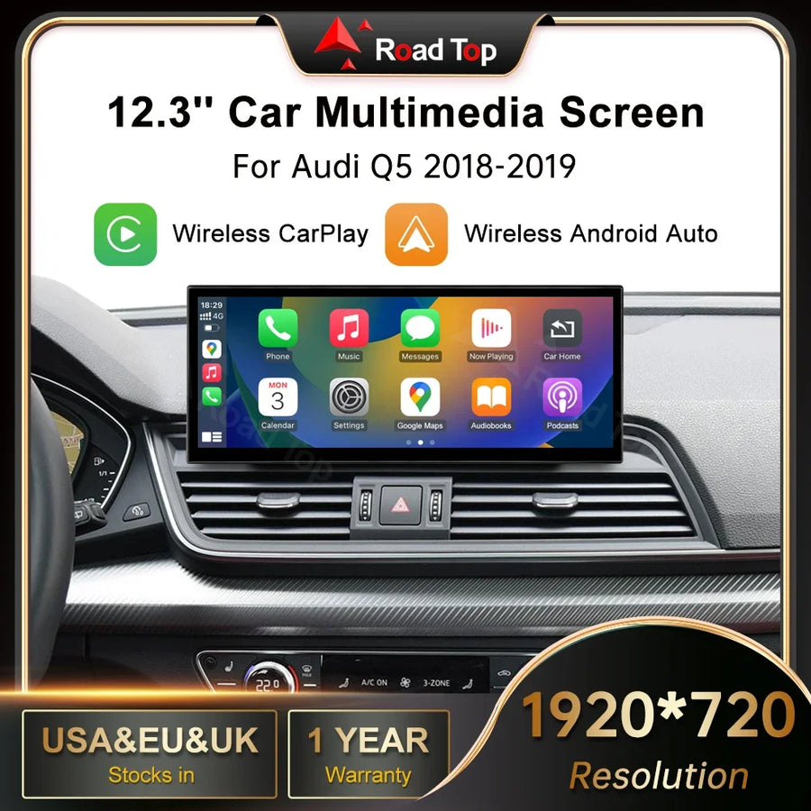 Wireless CarPlay 12.3 Inch Display for Audi Q5 MIB2 2018-2019 Android Head Unit wincago