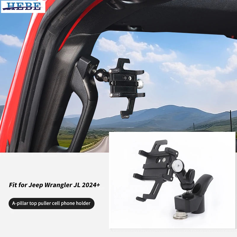 A-Pillar Top Handle Phone Holder for Jeep JL 2024+ Car Interior Accessory HEBE