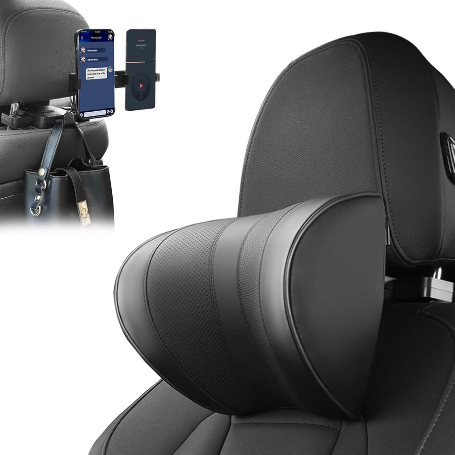 Ergonomic 3-Point Neck Support Pillow With Hook Adjustable Car Seat Headrest for Sleeping, Travel, Pain Relief Car Interior A