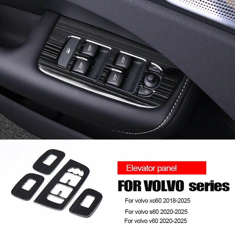 Window Switch Trim Cover for Volvo XC60 S60 Car Interior Accessory LINGLUYANG xc60 2018-2025 4pcs Black titanium
