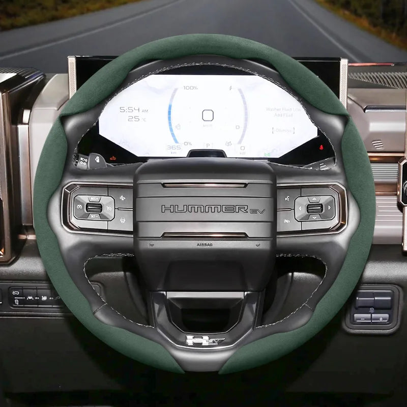 GMC Anti-Slip Suede Faux Leather Wheel Cover Car Interior Accessory Hocasen Green 3-Piece Set