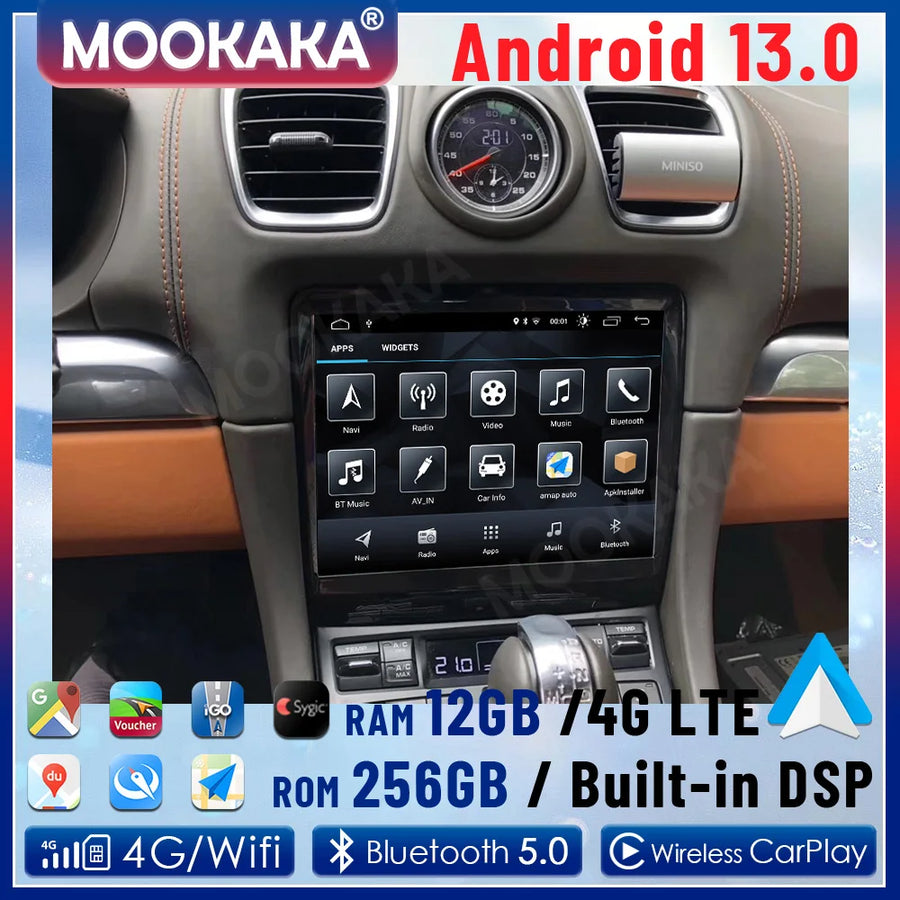 8.4" Android 13 Multimedia Head Unit for Porsche Boxster 2013-15 Android Head Unit Aotsr 4GB 64GB ROM Eight Core