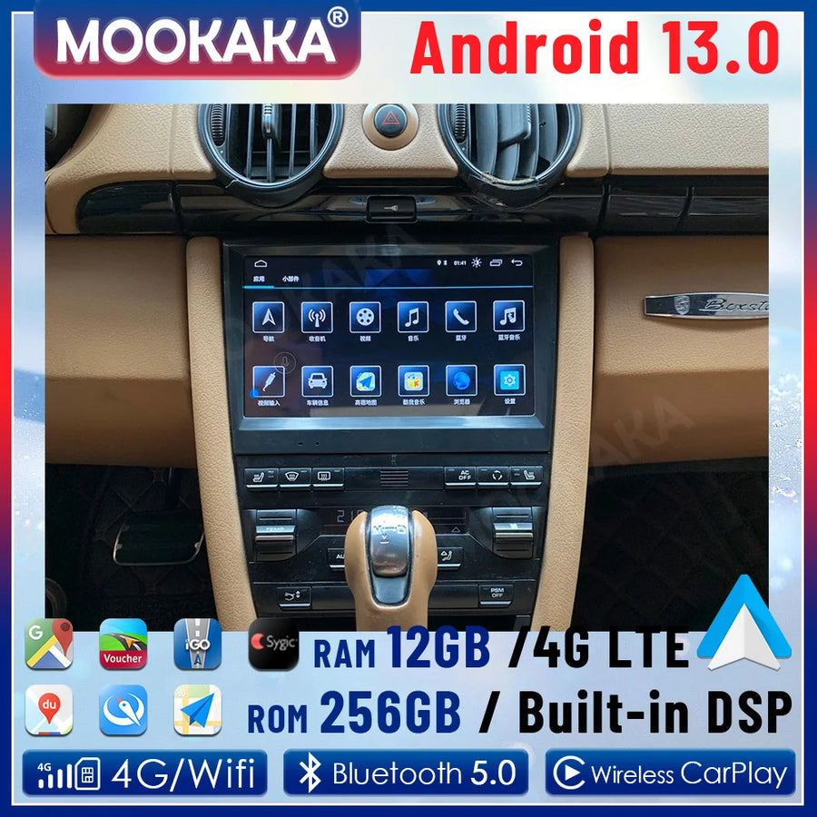 15.8-Inch Android 13 Stereo Navigation for Porsche 911 718 Android Head Unit Aotsr 8GB 128GB ROM Eight Core