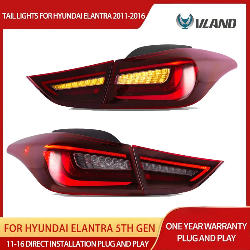 LED Tail Lights with Sequential Signal for Elantra 2011-2016 Car Interior Accessory Vland