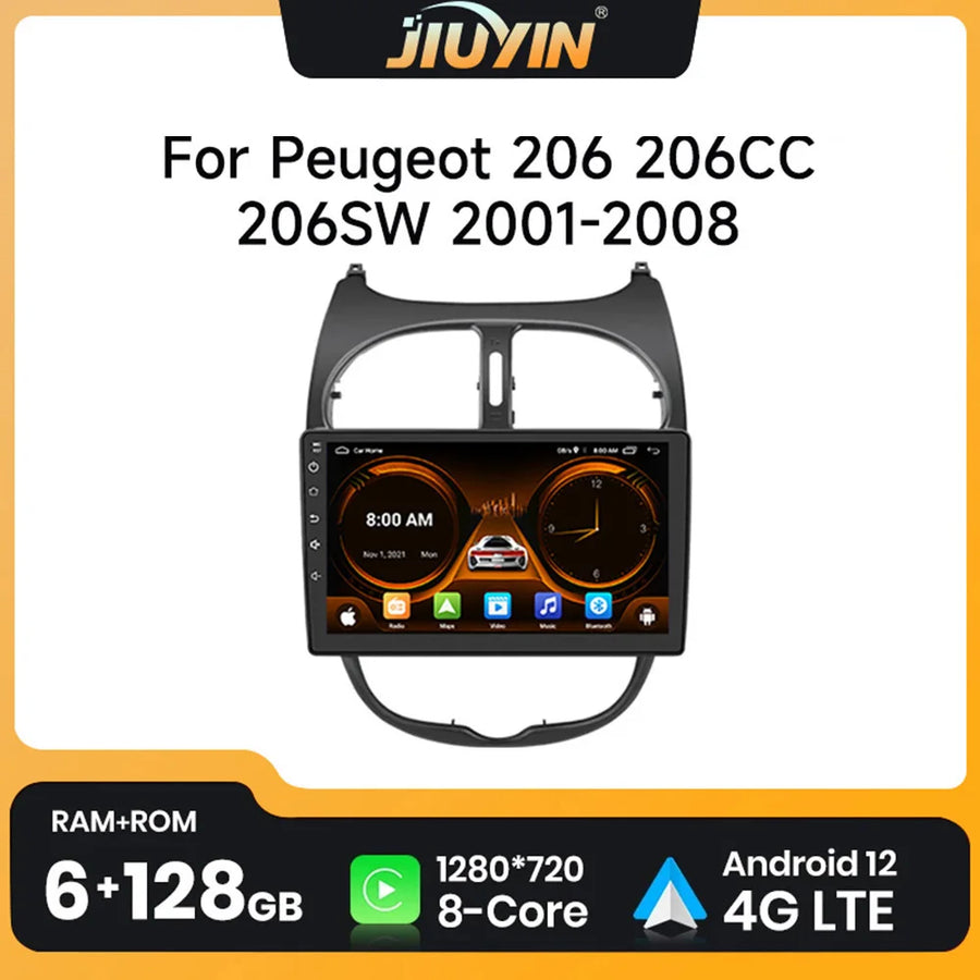 9-inch Android Multimedia Player for Peugeot 206 2000–2008 Android Head Unit JIUYIN