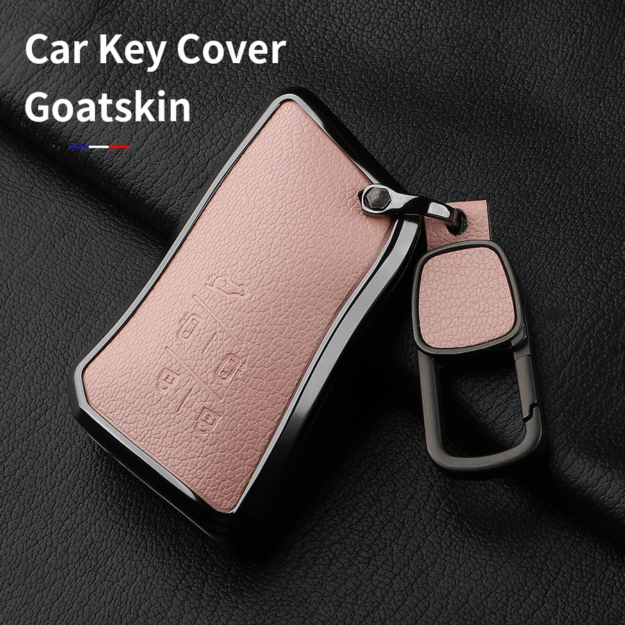 Aluminum Alloy Goatskin 5 Button Car Key Case Cover For Lexus LM350h LM500H 2023 2024 Car Key Protection Shell Accessories Ca