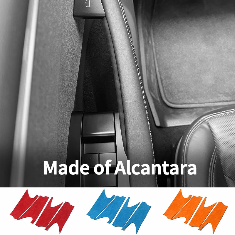 For Tesla Model 3 Model Y Door Inner Handle Trim Frame Decorative Sticker Car Interior Tuning Accessories Made of Alcantara C